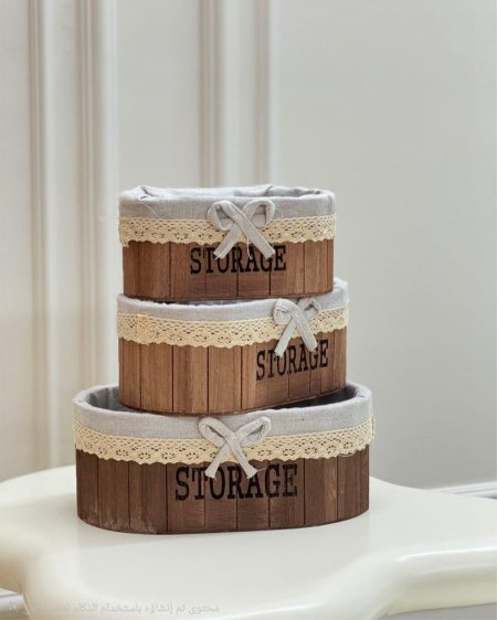 صناديق تخزين خشب من 3 قطع